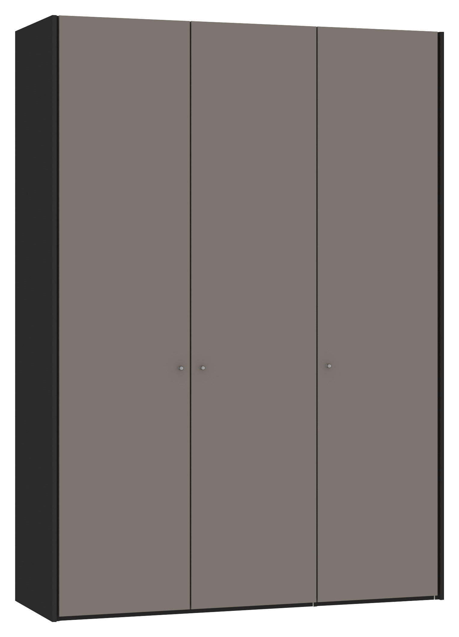 DREHTÜRENSCHRANK  in Grau, Schwarz  - Silberfarben/Schwarz, Design, Glas/Holzwerkstoff (154,8/220/58,5cm) - Jutzler