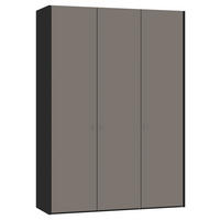 DREHTÜRENSCHRANK  in Grau, Schwarz  - Silberfarben/Schwarz, Design, Glas/Holzwerkstoff (154,8/220/58,5cm) - Jutzler