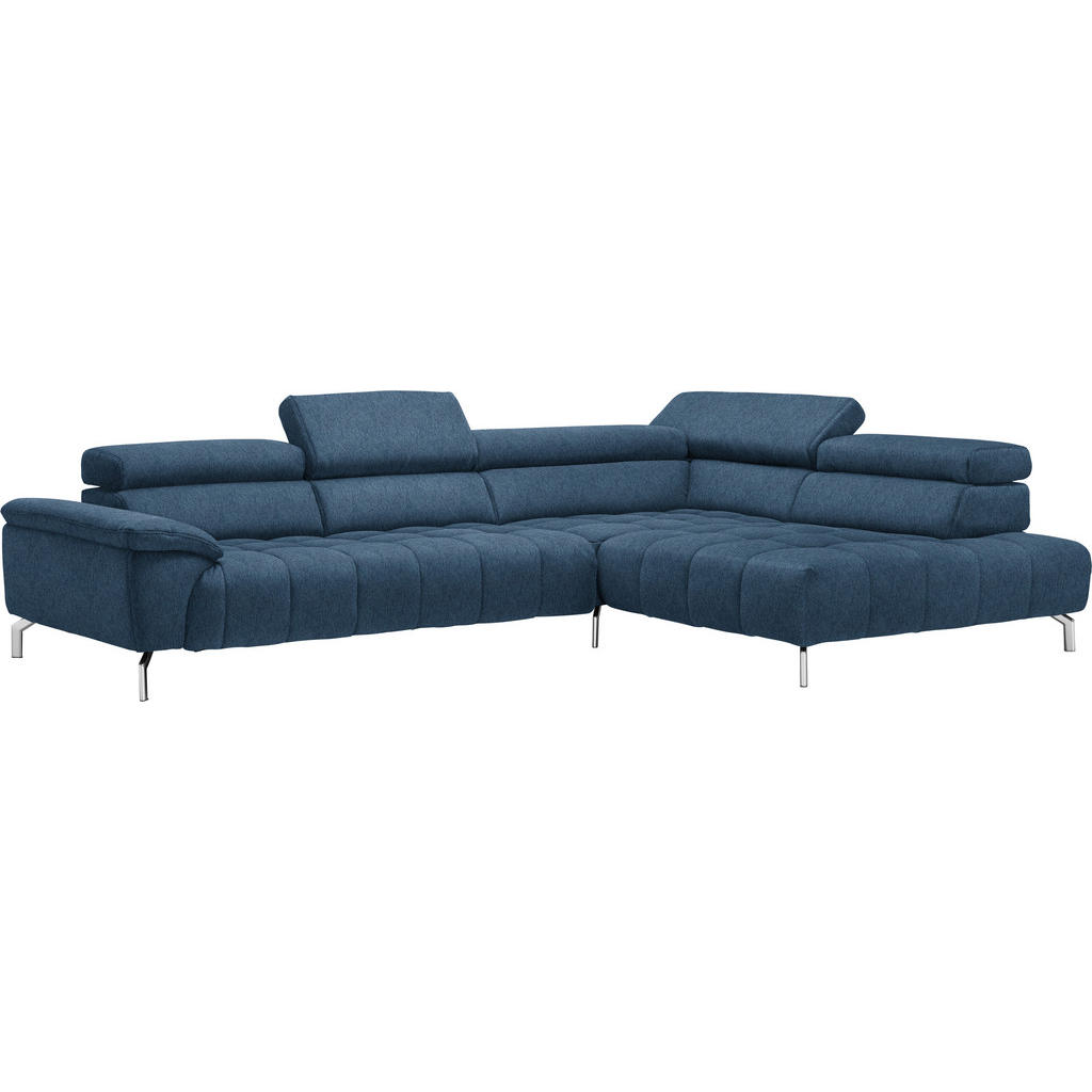 Thumbnail - Beldomo Style Ecksofa, Blau, Textil, Uni, 4-5-Sitzer, Ottomane rechts, L-Form, 323x222 cm, Goldenes M, erweiterbar, Type...