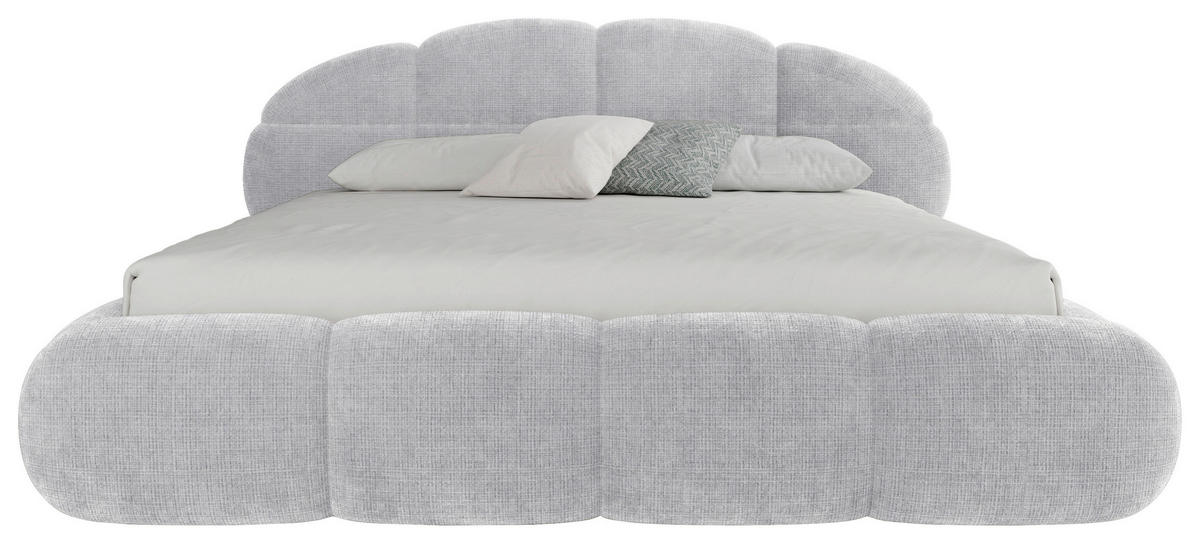 POLSTERBETT 160/200 cm,  in Hellgrau, gepolstertes Kopfteil, Lattenrost, Bettkasten,  - Hellgrau/Schwarz, Design, Holz/Textil (160/200cm) - Chameo