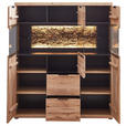 HIGHBOARD 122/144/42 cm  - Wildeiche/Schwarz, KONVENTIONELL, Glas/Holz (122/144/42cm) - Linea Natura