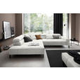 ECKSOFA Weiß Cord Rücken echt, Kopfteilverstellung, Sitzvorzug  - Schwarz/Weiß, KONVENTIONELL, Textil/Metall (219/311cm) - Hom`in