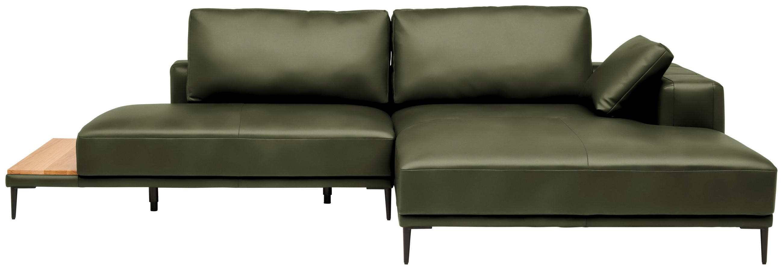 ECKSOFA Echtleder Grün  - Schwarz/Grün, Design, Leder/Metall (304/201cm) - Belluti
