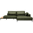 ECKSOFA  in Echtleder Grün  304/201 cm  - Schwarz/Grün, Design, Leder/Metall (304/201cm) - Belluti