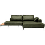 ECKSOFA  in Echtleder Grün  304/201 cm  - Schwarz/Grün, Design, Leder/Metall (304/201cm) - Belluti