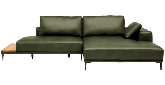 ECKSOFA  in Echtleder Grün  304/201 cm  - Schwarz/Grün, Design, Leder/Metall (304/201cm) - Belluti
