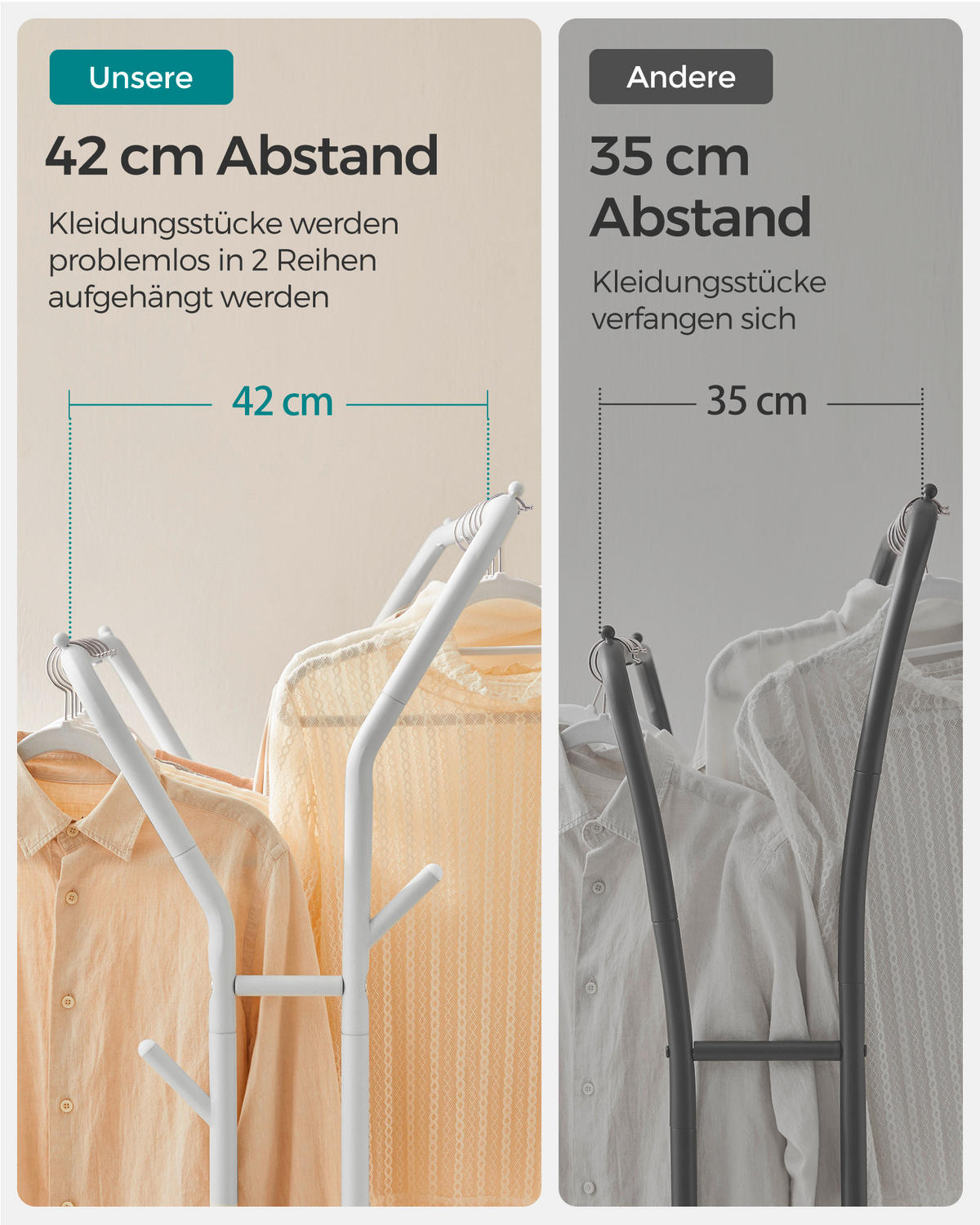 KLEIDERWAGEN in Weiß 103,5/155/52,5 cm   - Weiß, Basics, Kunststoff/Metall (103,5/155/52,5cm)