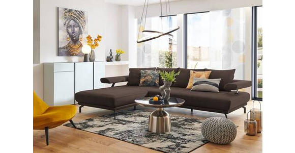 ECKSOFA in Mikrofaser Graubraun 224/305 cm - Graubraun/Schwarz, Design, Textil/Metall (224/305cm) - Dieter Knoll