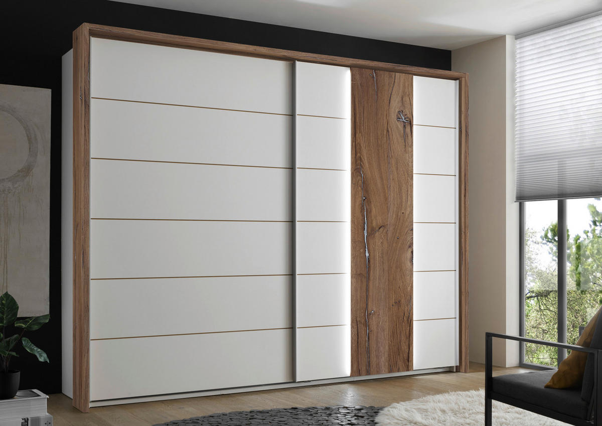 ORMAR ZA ODEĆU bela, boja hrasta  270/210/60 cm  - boja aluminijuma/boja hrasta, Moderno, metal/pločasti materijal (270/210/60cm) - Carryhome