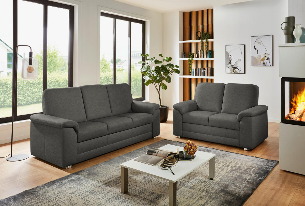 3-SITZER-SOFA Chenille Grau  - Alufarben/Grau, Konventionell, Textil/Metall (208/96/89cm) - Beldomo Comfort