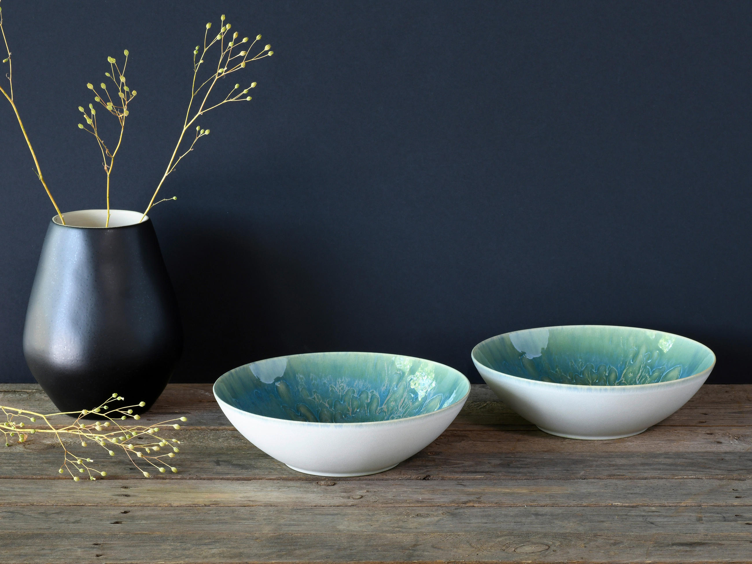 SALATSCHÜSSEL  YUKI 24 cm  - Blau/Grün, Basics, Keramik (24cm) - Creatable