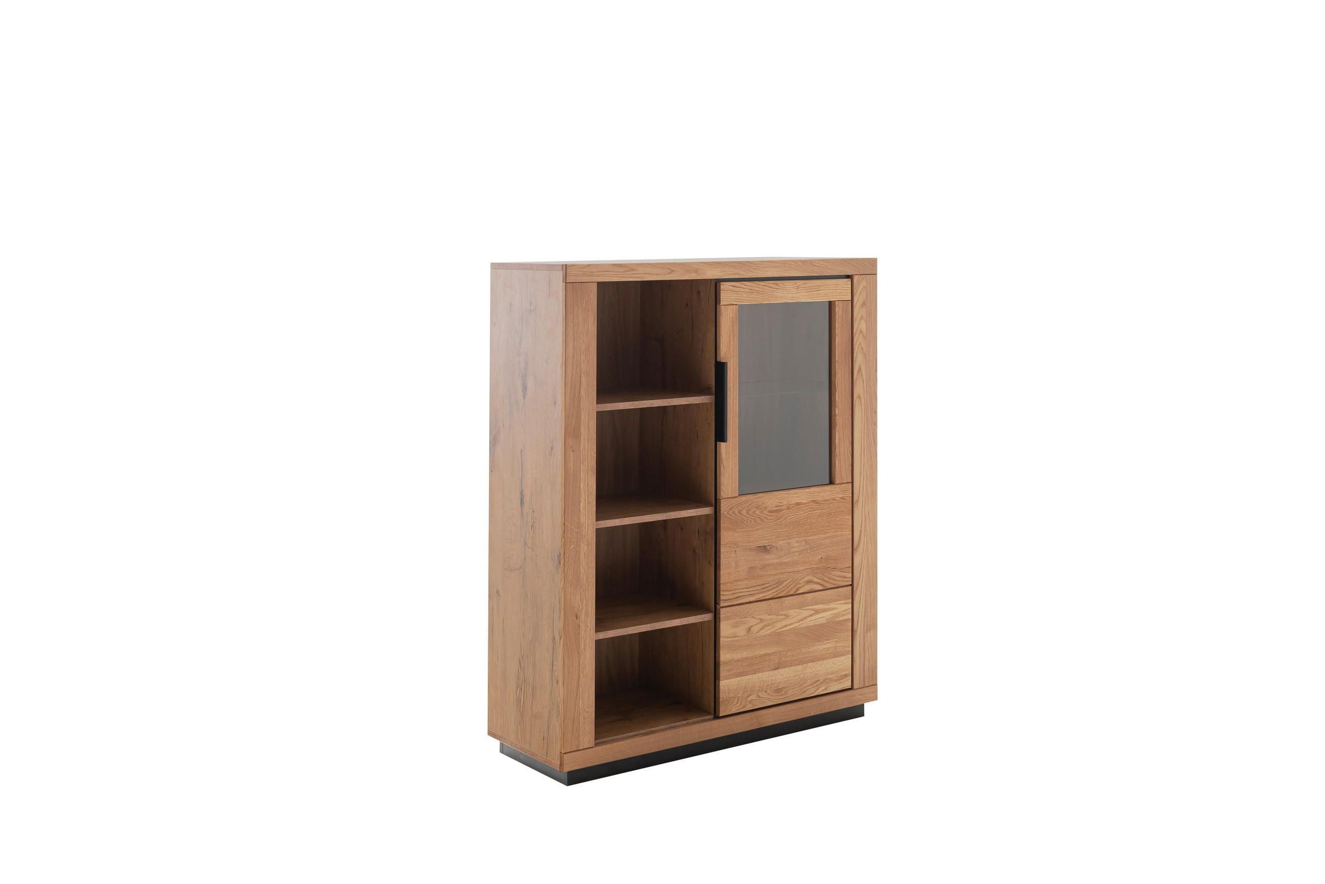 HIGHBOARD in 112/142/40 cm - Wildeiche/Schwarz, Design, Glas/Holz (112/142/40cm) - MID.YOU