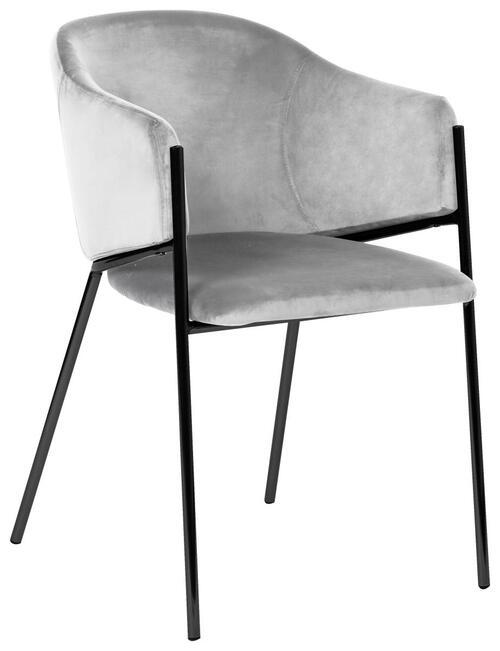 ARMLEHNSTUHL  in Samt  - Hellgrau/Schwarz, Trend, Textil/Metall (53/77/60cm) - Livetastic