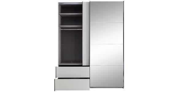 SCHWEBETÜRENSCHRANK  in Schwarz, Weiß  - Schwarz/Weiß, KONVENTIONELL, Glas/Holzwerkstoff (170/225,5/60,5cm) - Xora