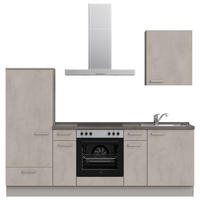 KÜCHENBLOCK 240 cm   in Grau, Schieferfarben  - Schieferfarben/Edelstahlfarben, MODERN, Holzwerkstoff/Metall (240cm) - Nobilia