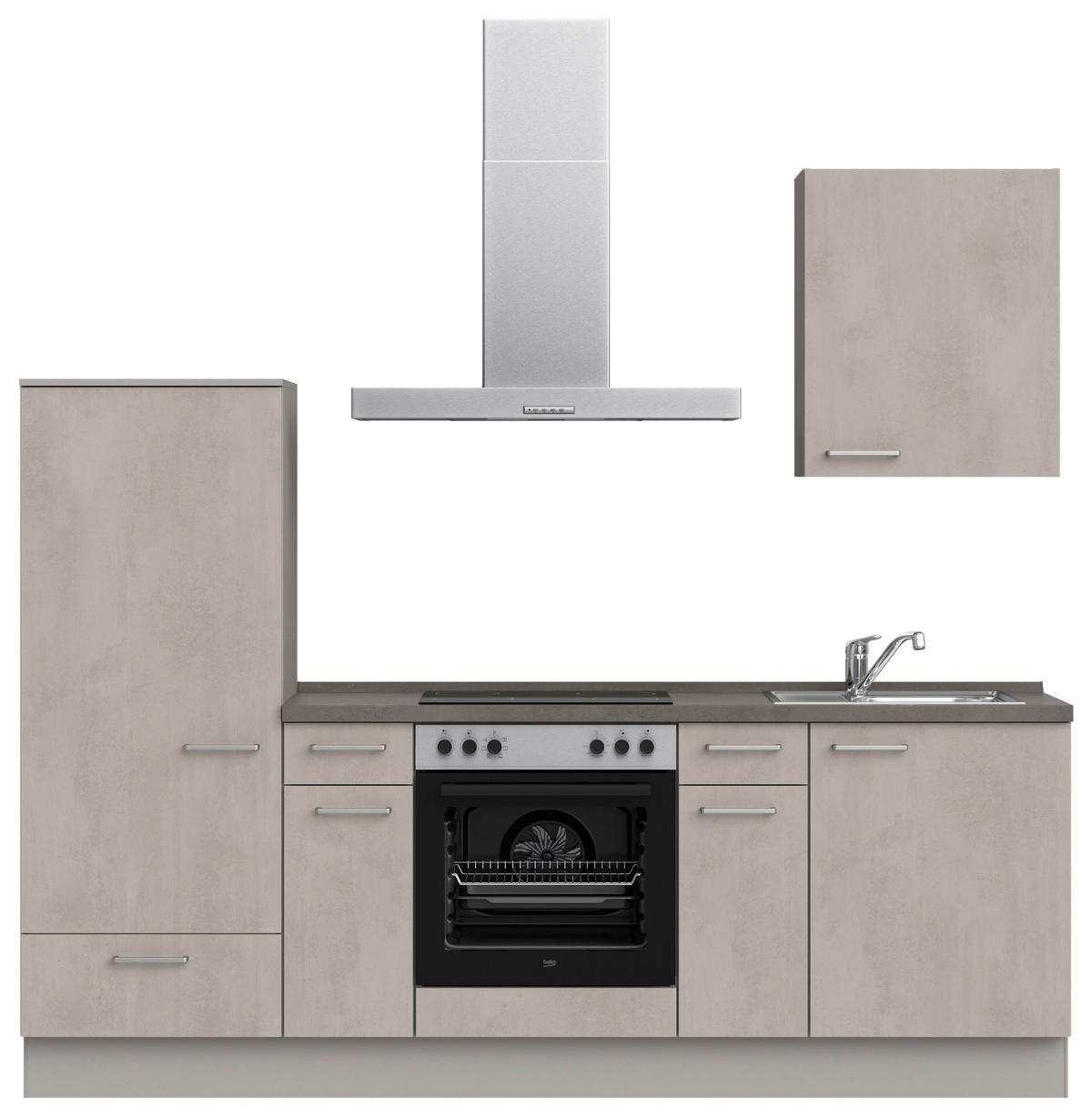 KÜCHENBLOCK 240 cm   in Grau, Schieferfarben  - Schieferfarben/Edelstahlfarben, MODERN, Holzwerkstoff/Metall (240cm) - Nobilia