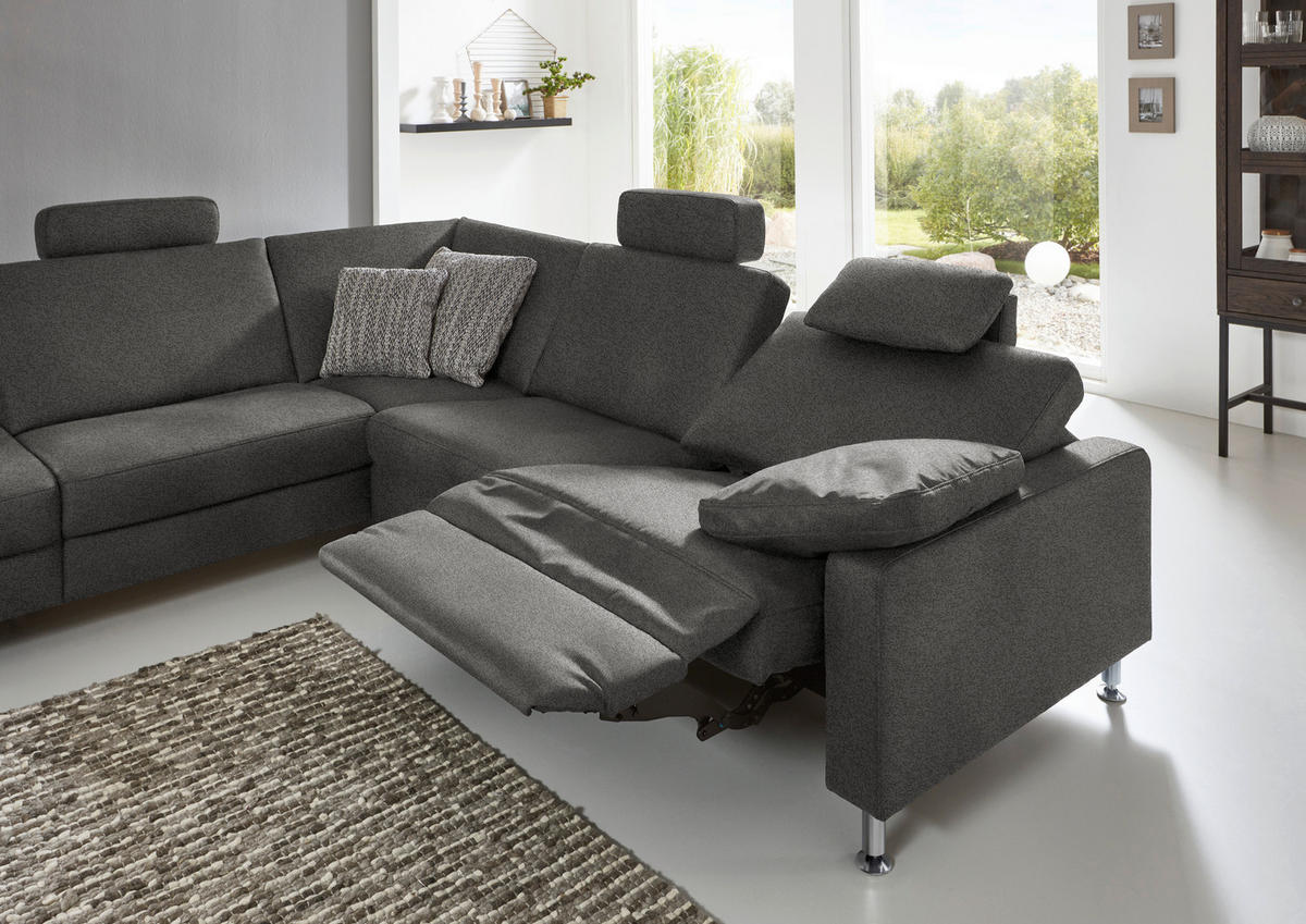ECKSOFA in Mikrofaser Grau  - Alufarben/Grau, Design, Textil/Metall (242/275cm) - Dieter Knoll