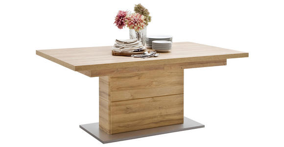 ESSTISCH in Holzwerkstoff 180(280)/100/78 cm - Eichefarben/Silberfarben, KONVENTIONELL, Holzwerkstoff (180(280)/100/78cm) - Cantus