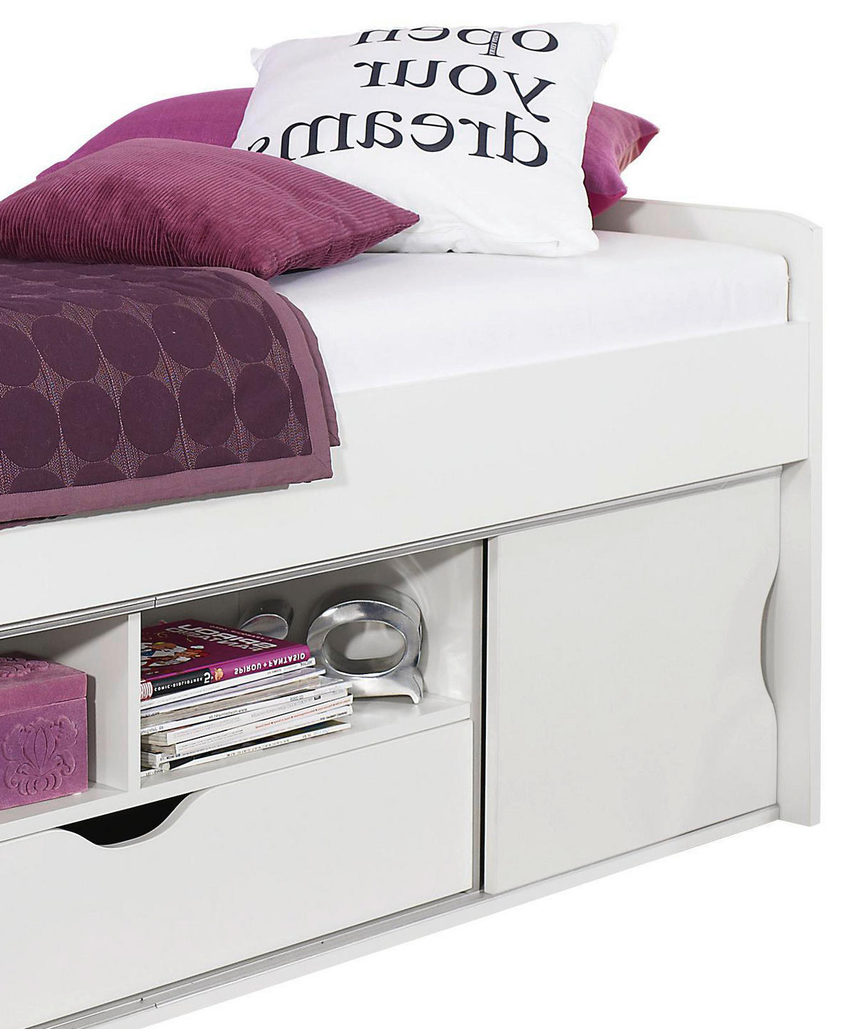 POSTEĽ S ÚLOŽNÝM PRIESTOROM, 90/200 cm biela - biela, Modern, kompozitné drevo (90/200cm) - MID.YOU