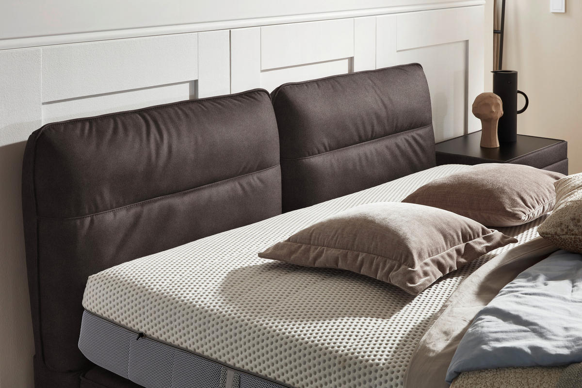 BOXSPRINGBETT 160/200 cm  in Braun  - Schwarz/Braun, Design, Textil/Metall (160/200cm) - Johann Jakob