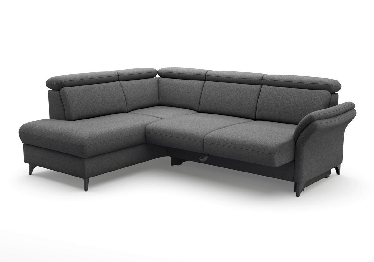 ECKSOFA GLENDALE E in Flachgewebe Dunkelgrau  193/247 cm  - Dunkelgrau/Schwarz, KONVENTIONELL, Textil/Metall (193/247cm) - Sit & More