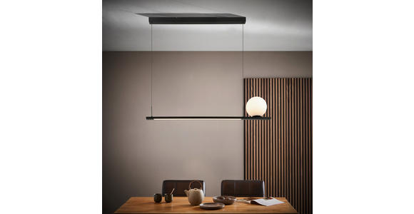 LED-HÄNGELEUCHTE 120/20/200 cm  - Schwarz, Design, Glas/Kunststoff (120/20/200cm) - Dieter Knoll