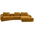 ECKSOFA  in Chenille Senfgelb Rückenkissen, Rücken echt  362/176 cm  - Senfgelb/Schwarz, KONVENTIONELL, Kunststoff/Textil (362/176cm) - Carryhome