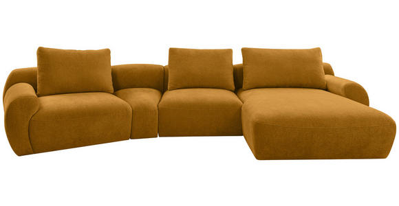 ECKSOFA  in Chenille Senfgelb Rückenkissen, Rücken echt  362/176 cm  - Senfgelb/Schwarz, KONVENTIONELL, Kunststoff/Textil (362/176cm) - Carryhome