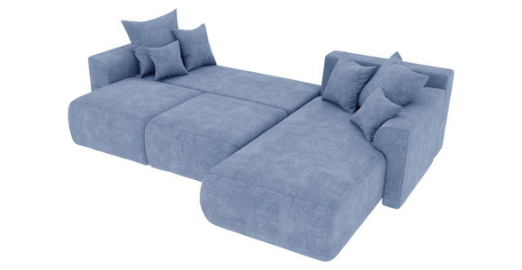 ECKSOFA in Samt Hellblau  - Chromfarben/Hellblau, KONVENTIONELL, Kunststoff/Textil (293/195cm) - Carryhome