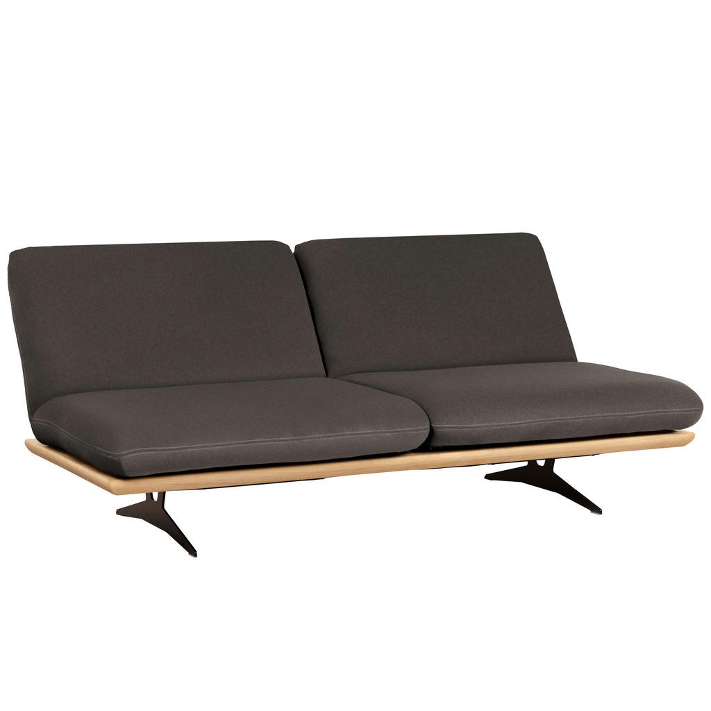 Thumbnail - Dieter Knoll Schlafsofa Palermo, Dunkelbraun, Holz, Leder, Echtleder, Eiche, massiv, Uni, 2-Sitzer, 204x92x90 cm, Stoffa...