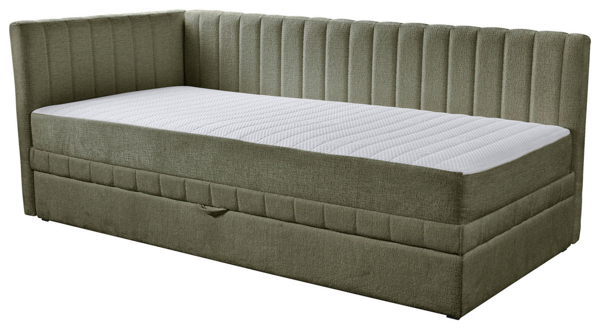 SCHLAFSOFA  mit Bettkasten erhältlich, Bettfunktion erhältlich Struktur Grün  - Schwarz/Grün, Design, Holz/Textil (212/83/99cm) - MID.YOU