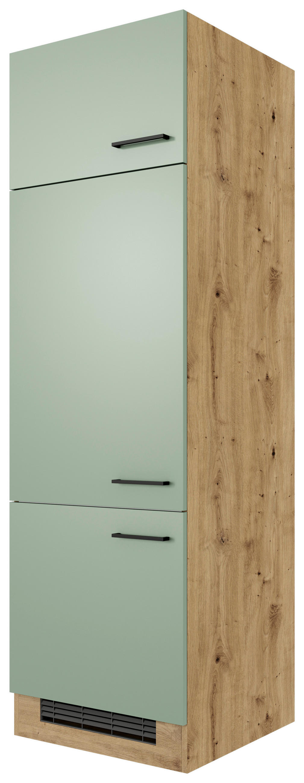 GERÄTEUMBAUSCHRANK 60/200/57 cm  in Grün, Eiche Artisan  - Schwarz/Eiche Artisan, KONVENTIONELL, Holzwerkstoff/Metall (60/200/57cm) - FlexWell