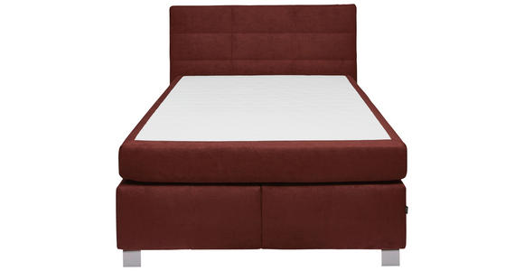 BOXSPRINGBETT 140/200 cm  in Rotbraun  - Rotbraun/Alufarben, KONVENTIONELL, Textil/Metall (140/200cm) - Dieter Knoll