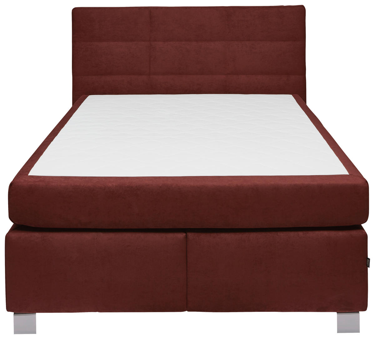 BOXSPRINGBETT 140/200 cm  in Rotbraun  - Rotbraun/Alufarben, KONVENTIONELL, Textil/Metall (140/200cm) - Dieter Knoll
