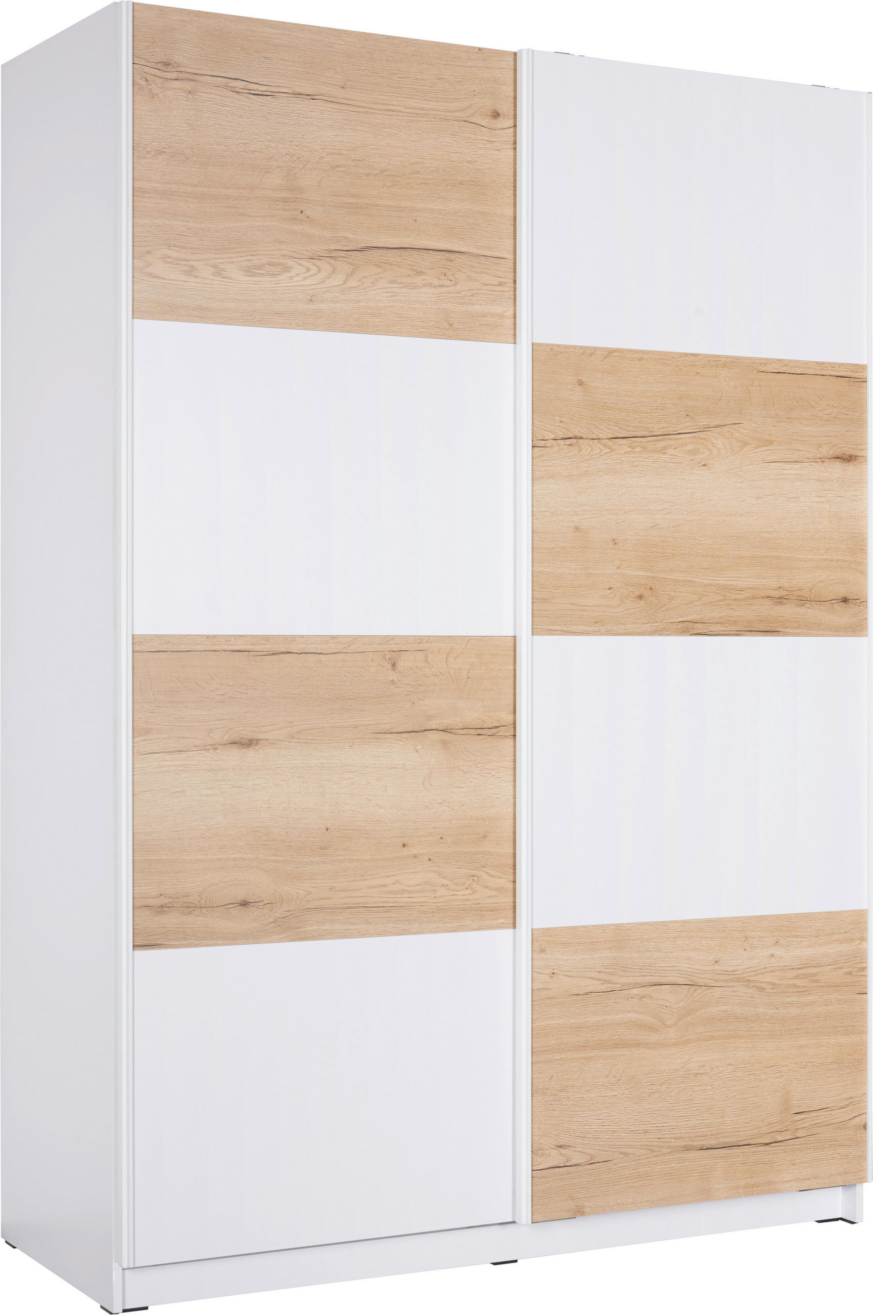 Hom`in Schwebetürenschrank Weiß, Eiche 150x213x62 cm