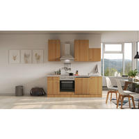 KÜCHENBLOCK 220 cm   in Buchefarben  - Edelstahlfarben/Beige, MODERN, Holzwerkstoff/Kunststoff (220cm) - FlexWell