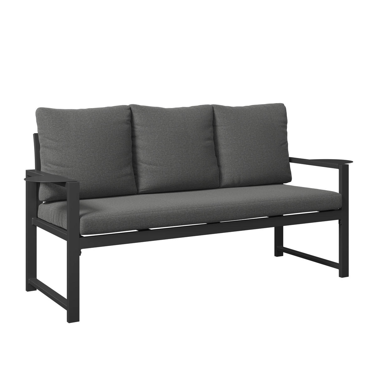 LOUNGEGARNITUR 2-teilig   191,5/81/67 cm Stahl  - Dunkelgrau, MODERN, Textil/Metall (191,5/81/67cm) - Ambia Garden