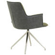 ARMLEHNSTUHL  in Edelstahl Mikrofaser, Leinenoptik  - Edelstahlfarben/Anthrazit, Design, Textil/Metall (59/89,5/63cm) - Novel