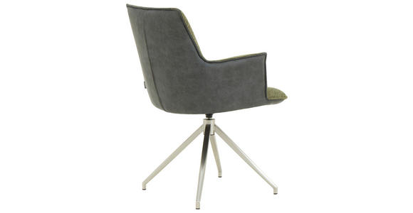 ARMLEHNSTUHL in Edelstahl Mikrofaser, Leinenoptik - Edelstahlfarben/Anthrazit, Design, Textil/Metall (59/89,5/63cm) - Novel