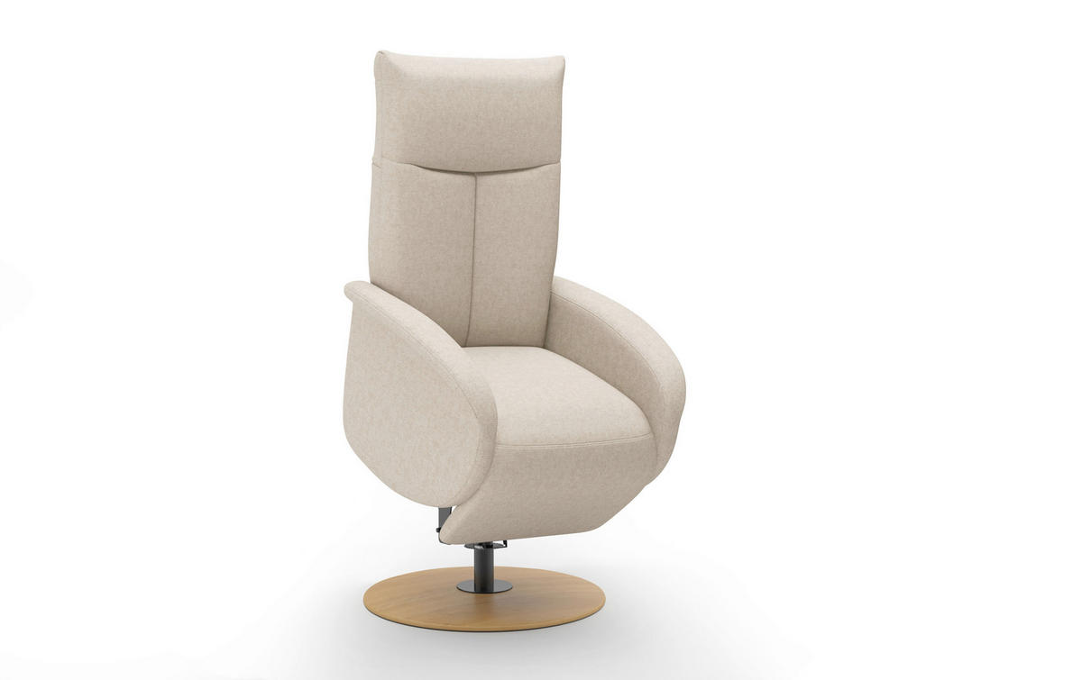 RELAXSESSEL Textil Creme  - Eichefarben/Creme, Konventionell, Holzwerkstoff/Textil (75/112/82cm) - Sit & More