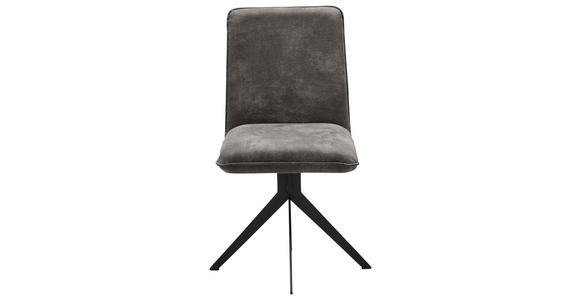 STUHL in Stahl Lederlook Metall, Textil - Dunkelgrau/Schwarz, Design, Textil/Metall (46,5/87/64cm) - Voleo