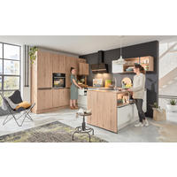 EINBAUKÜCHE DK309  - Eichefarben/Weiß, Design, Holzwerkstoff - Dieter Knoll