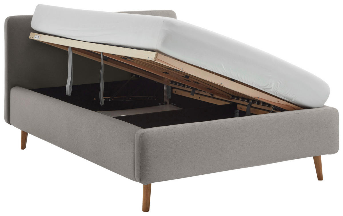 POLSTERBETT 140/200 cm  in Grau  - Eichefarben/Birkefarben, Design, Holz/Textil (140/200cm) - Xora