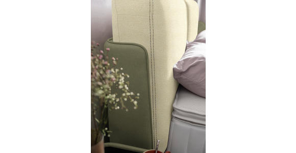 BOXSPRINGBETT 180/200 cm  in Creme, Olivgrün  - Creme/Schwarz, Design, Textil/Metall (180/200cm) - Johann Jakob