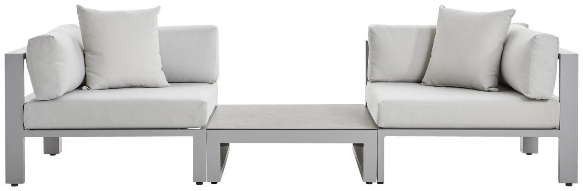 LOUNGETISCH 90/78/26 cm Metall  - Hellgrau, Design, Glas/Metall (90/78/26cm) - Amatio