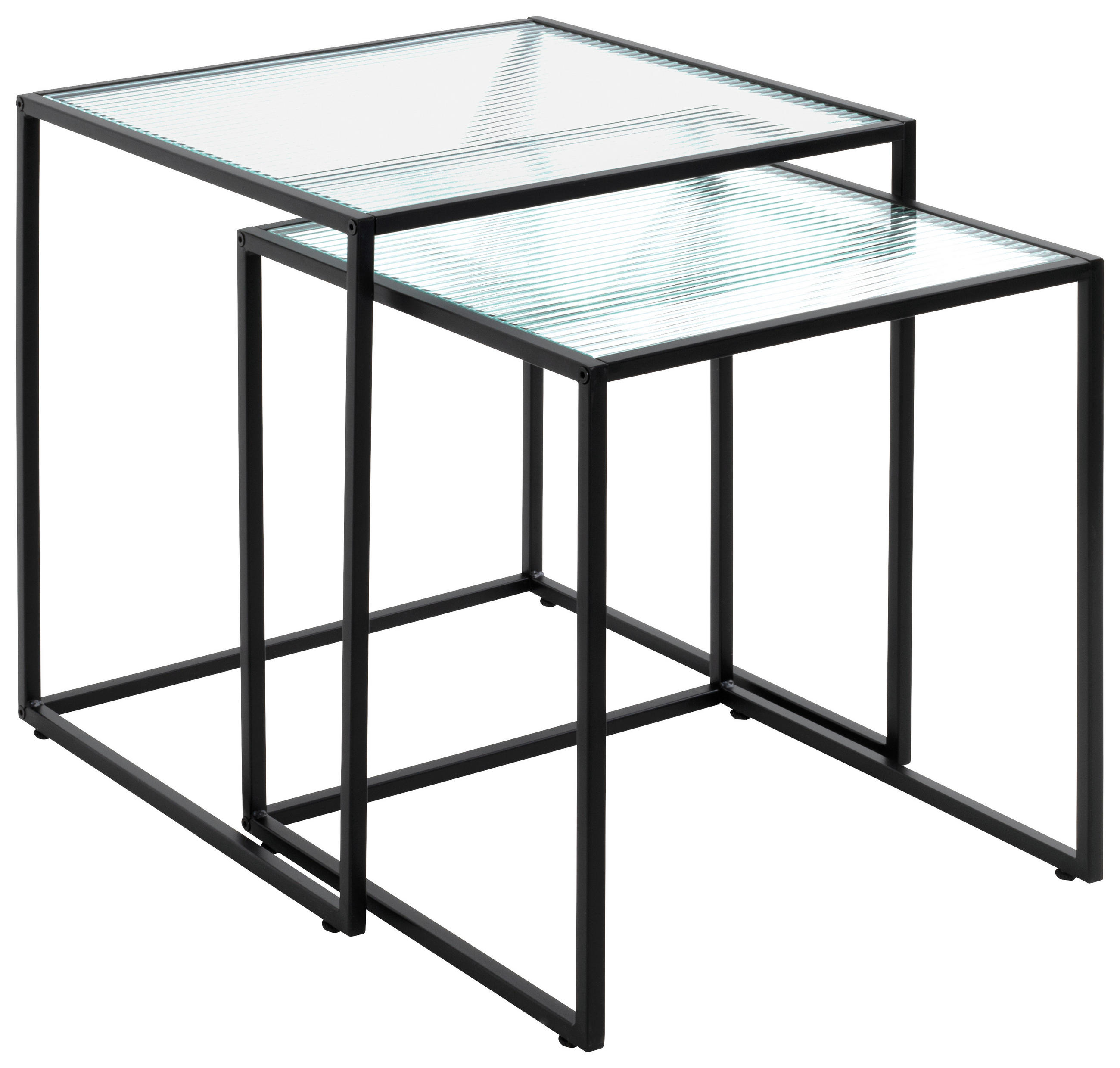 BEISTELLTISCHSET rechteckig Klar, Schwarz  - Klar/Schwarz, Design, Glas/Metall (40-45/40-45/44-49cm)