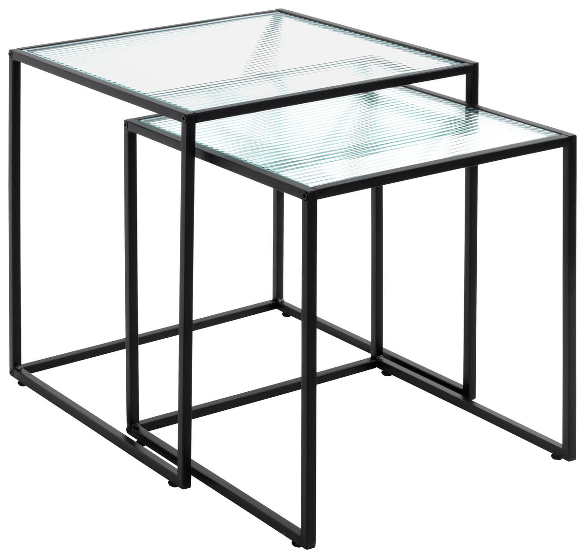 BEISTELLTISCHSET rechteckig Klar, Schwarz  - Klar/Schwarz, Design, Glas/Metall (40-45/40-45/44-49cm)