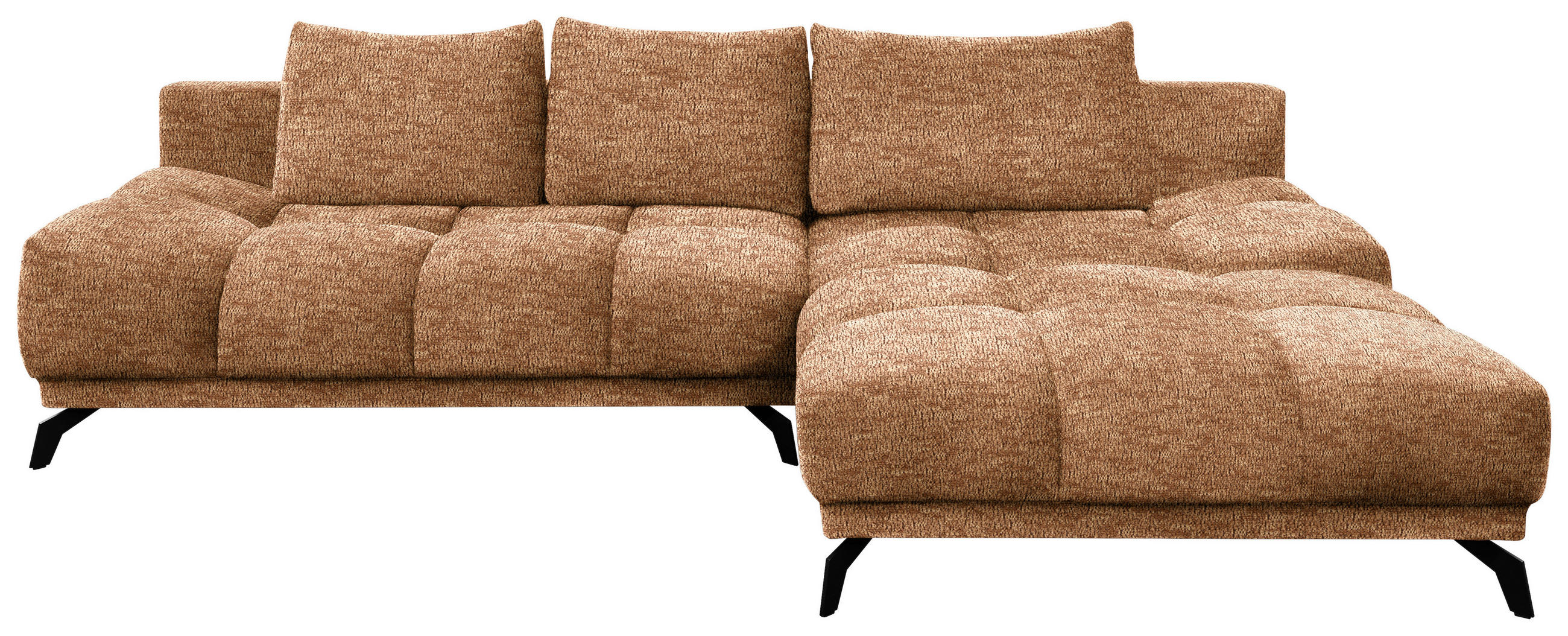 ECKSOFA in Chenille Goldfarben  - Goldfarben/Schwarz, MODERN, Textil/Metall (290/182cm) - Hom`in