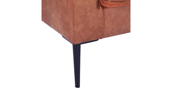 WOHNLANDSCHAFTOttomane rechts, L-Form  in Mikrofaser Cognac  - Cognac/Schwarz, KONVENTIONELL, Textil/Metall (267/218cm) - Ambia Home