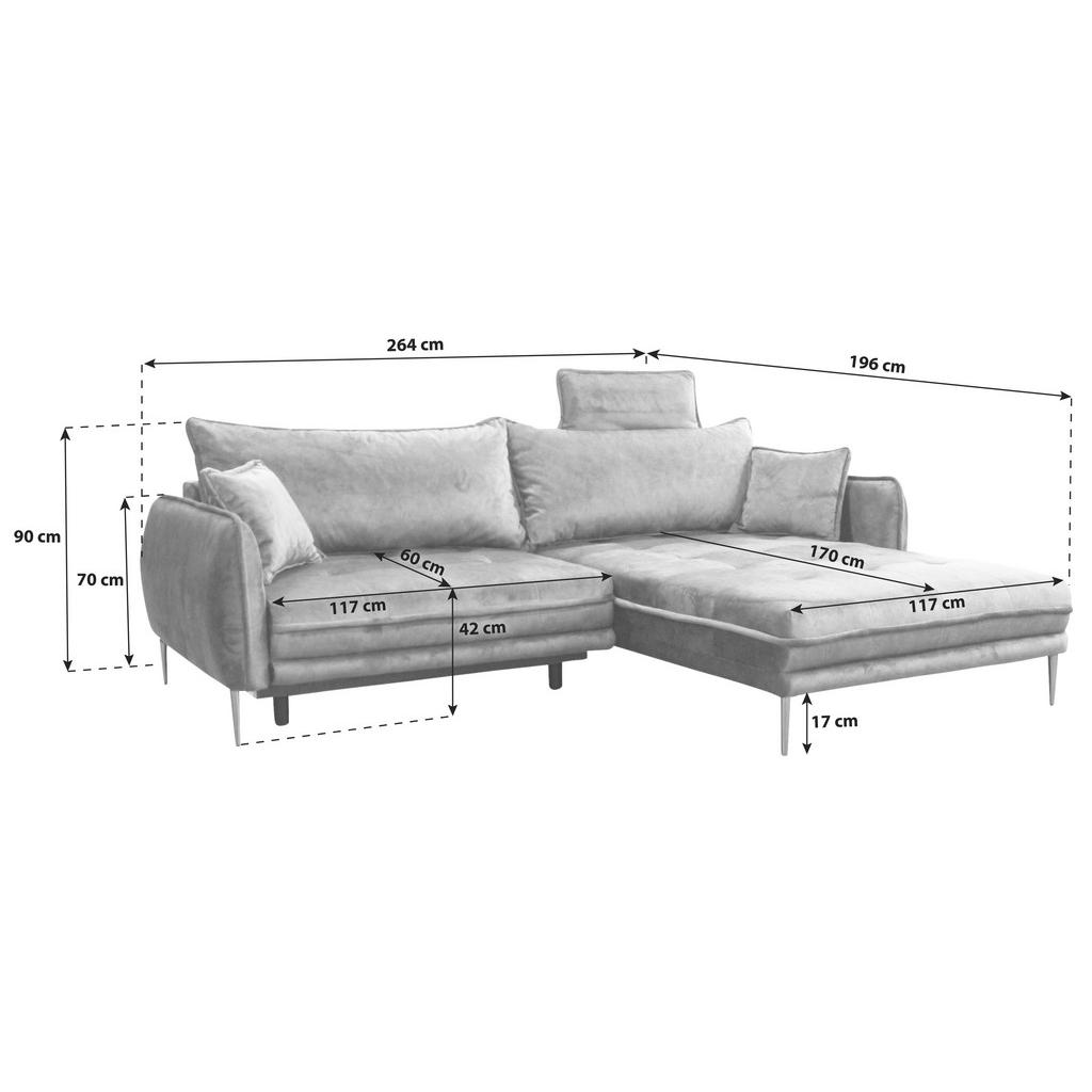 Thumbnail - Mid.you Ecksofa, Blau, Textil, Ottomane rechts, L-Form, 264x196 cm, Made in EU, Liegefunktion, Wohnzimmer, Sofas & Couch...